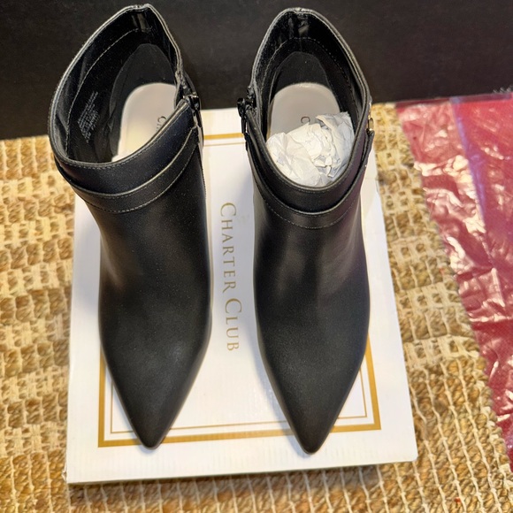 Charter Club Sleek Black Ankle Booties - Picture 2 of 7